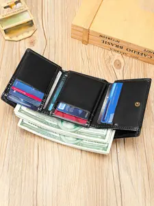 Men's Vintage Genuine Leather RFID Wallet, 2025 New Style Casual Multi Function ID Credit Card Holder, Fashionable Wallet for Daily Use, Gifts for Men