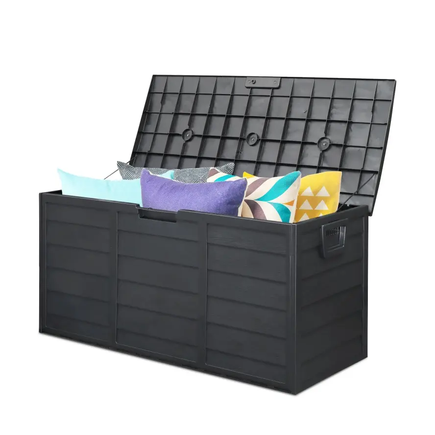 75 Gallon 280L Outdoor Garden Storage Deck Box, Lockable Waterproof Resin Storage Chest with Wheels and Handles, Patio Cushion Storage Container for Garden Tools, Toys, Pool Supplies, Porch
