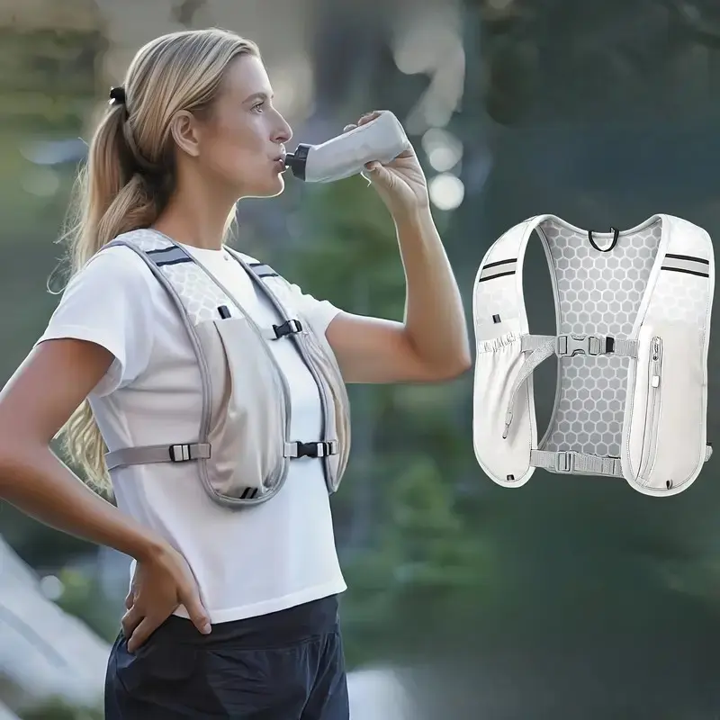 Unisex Multifunctional Running Hydration Vest, Lightweight Breathable Adjustable Backpack with Reflective Strips, Front Pockets, Phone & Water Bottle Pockets, Fits 1.5L Hydration Bladder (Marathon, Cycling), Unisex Names, Runners, Trail Running, Adults, B