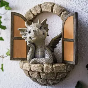 Dragon Decorative Figurine, Style Window Dragon Dinosaur Statue, Creative Cute Garden Courtyard Decoration, Unique Home Ornament