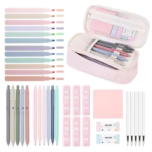 38-Piece Elegant School Supplies Set, Includes Large Capacity Pen Case, 12 Fluorescent Pens, 5 Neutral Pens, 6 Mechanical Pencils, Cute Stationery Set