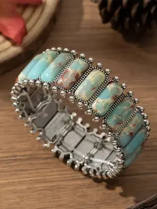 Vintage Boho Style Turquoise Decorated Bracelet, Fashionable Jewelry for Women & Men, Trendy All-match & Exquisite Jewelry for Birthday Gift, Gemstone Bracelet