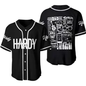 Country Music Inspired Baseball Jersey for Men – HARDY Style Graphic Jersey, Western Country Outfit Button Down Shirt
