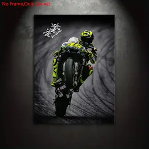 1 piece frameless canvas painting print poster Unframed Art Print, classic realistic art, professional racer Valentino Rossi, gift for motorcycle culture enthusiasts, ideal gift for bedroom, living room, kitchen, dormitory corridor, mural, wall decoration