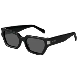 LEHAMI Acetate Polarized Sunglasses for Women Trendy Rectangle Womens Sunglasses UV Protection Fashion Shades Ladies Sun Glasses, Black/Gray