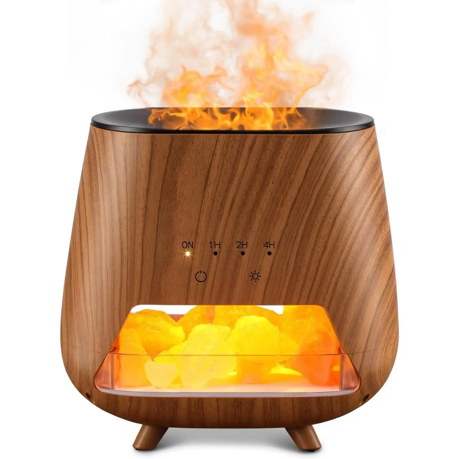 Essential Oil Diffuser for Home: 200ml Aromatherapy Diffuser with Himalayan Pink Salt Rock, Cool Mist Humidifier with Auto Off Function and 9 Colors LED Night Light for Bedroom