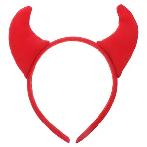 3Pcs Devil Horns Headband Red: Halloween Devil Headwear Flocking Devil Horns Headband for Halloween Accessories Masks Accessories Masks