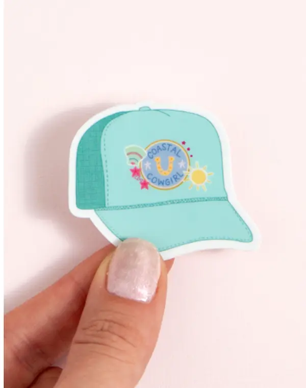 Aqua Trucker Hat Decal Sticker