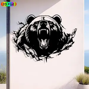 1pc Avant - Garde Bear Metal Wall Art, Avant - Garde Bear Statue Mural, Iron Craft, Perfect for Living Room, Garden, Zoo Corner Decor, Intricate Craftsmanship, Artistic Metalwork, Christmas Decor, Ideal Gift for Nature Lovers