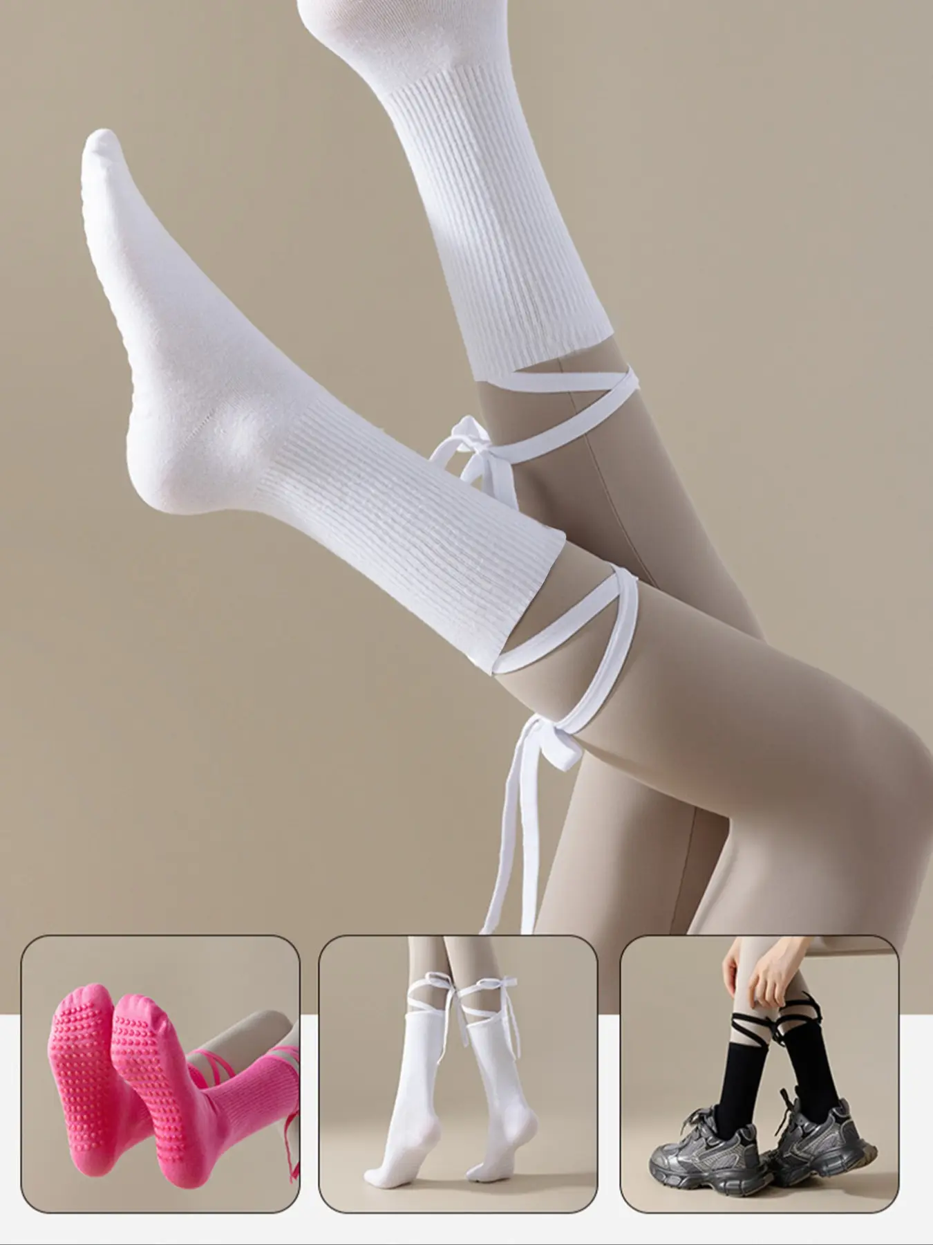 Anti-Slip Yoga Socks, Suitable for Yoga Pilates Fitness Gymnastics, Medium High Ankle Sleeves, All Season Wearable Floor Socks, Athletic Socks, Sport Socks