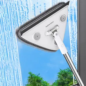 Joybos Triangle Glass Window Wiper with Scraper Cleaning Tool, 2 in 1 Glass Cleaning Product, Durable Metal Pole, Suitable for Home Cleaning, Office Cleaning, Dormitory Cleaning, Car Washing and Cleaning convenient design Microfiber Aluminium Lightweight