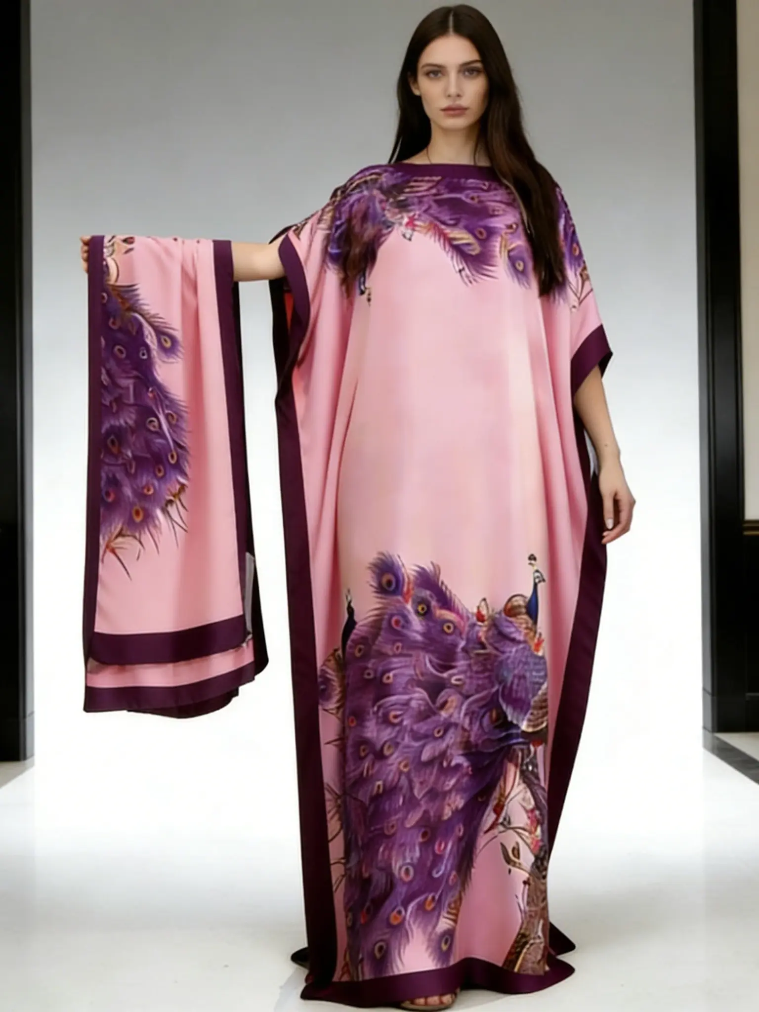 1 robe + 1 scarf，Breathable Thin Satin Fashion Shawl Scarf Set, Two-Wear New Chinese Style Spring Summer, Casual All Seasons Wrap, Perfect for Vacation, Casual Soft Scarf