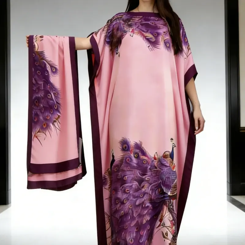 1 robe + 1 scarf，Breathable Thin Satin Fashion Shawl Scarf Set, Two-Wear New Chinese Style Spring Summer, Casual All Seasons Wrap, Perfect for Vacation, Casual Soft Scarf
