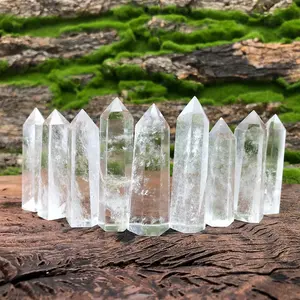 Natural Clear Quartz Crystal Tower Wand Point Hexagonal Prisms Reiki Chakra Specimen Obelisk Home Decor Gifts Romantic Relationships Chronic Fatigue