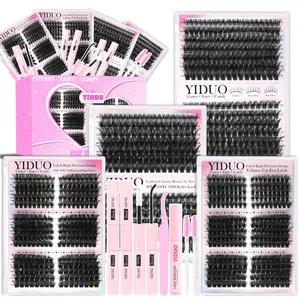 10 Styles Eyelash Cluster Kit 60D/80D/100D/Volume 3D 988 Pieces 10-18mm Cluster Eyelash Extension Kit, Eyelashes Extensions D-Curl With 2 boxes of eyelash books, Lash Bond and Seal*2, Lash Remover, Lash Tweezers, Eyelash Brush, Eyelash Extension Glue