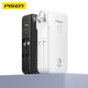 Pisen High Power Box 22.5W 10000mAh Power Bank 2-in-1 Hybrid Charger with LED Light Display Airplane Ready Folding Plug Design for Multiple Devices