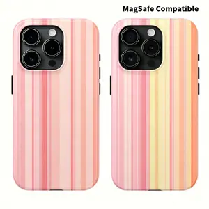 [Magsafr Compatible] Soft and Vibrant striped dual-layer protective case, a sturdy and durable two-in-one protective case, suitable for iPhone 17/16/15/14/13/12 ProMax/Plus/Pro, Summer phone case, Beach Phone Case, Gift
