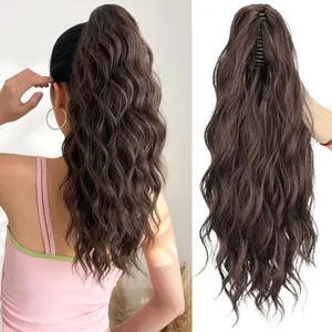 18Inch Claw Clip Ponytail Extension Wig - Heat-Resistant Synthetic Hair with Secure Claw Clip, Party & Everyday Hairstyle - Water Wave Texture Ponytail Wig, Festive Hairpiece