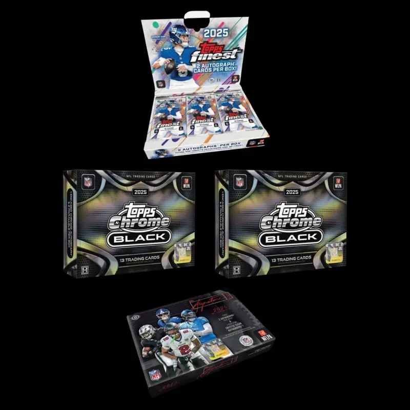 BREAK #550- 2x 2025 Topps Chrome Black Hobby Box + 1x 2025 Finest Hobby Box + 1x 2025 Signature Class Hobby Box Pick Your Team Football Trading Card Break