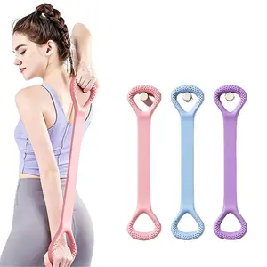3 sets of large-sized silicone yoga resistance bands, with an 8-shaped design, multiple levels of resistance, suitable for back, waist and arm exercises. They are suitable for home, gym use and for preventing slipping during yoga practice. They are elasti