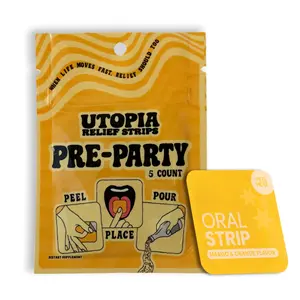Utopia Relief Strips Pre-Party 5 Count - Pocket-Sized Dissolvable Oral Strips for Natural Party Support