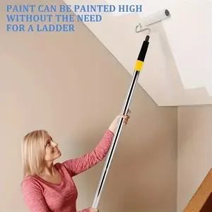 Stainless Steel Paint Roller Extension Pole, Four-Section Aluminum Head, Detachable Assembly, Durable Plastic & Metal Structure, Painting Tools
