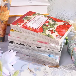 Creative Vintage Floral Pattern Material Paper DIY Notepad, 100 Sheets, Hand Account Book, Retro Garden Journal, Craft Supplies, Decorative Stickers