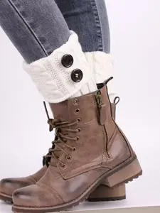 Women's Knitted Wool Leg Warmers, Short Button Braided Design for Knee Protection & Foot Warmer, Ideal for Cold Weather Comfort, Accessory