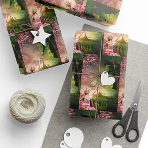 Wicked The Movie Wrapping Paper, Broadway Musical Inspired Gift Wrap, Colorful Witch Design Wrapping Paper, Holiday Party Decor, Wizard Themed Paper
