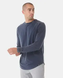 Aviation Tee Curved Hem Long Sleeve Washed Ink, XL