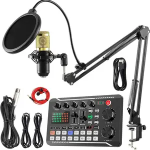 Podcast Equipment Bundle, Recording Studio Package with Podcast Microphone and Voice Changer, Live Sound Card - Audio Interface for Laptop Computer Vlog Living Broadcast Live Streaming, Podcasting Setup