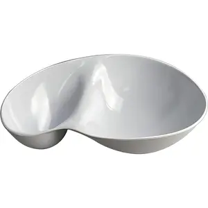 Lushig Chip And Dip Bowl Melamine Serving Set For Parties Divided Platters (White)