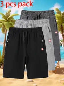 Men's Solid Color Drawstring Waist Shorts, Regular Fit Casual Comfy Breathable Shorts for Summer, Men's Bottoms for Daily Wear, Knit Loungewear