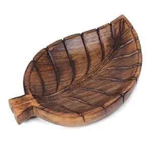 Store Indya Wooden Trinket Tray Leaf Design Decorative Dish for Jewelry Keys & Accessories Small Mango Wood Serving Tray for Kitchen Bathroom Vanity Living Room Multipurpose Eco Friendly Durable Versatile Decor Accent 10x6x1.5 Inches