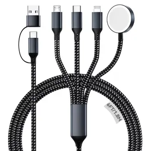 Homailida for Apple Watch Charger Multi-Charging Cable 6FT, Holiday RV Camping Essentials, Charging Accessory, Magnetic Wireless Charger 4 in 2 Charging Cable, Designed for iWatch Ultra/SE/10/9/8 and for iPhone 17/16/15/14/13/12