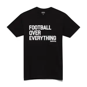 BATTLE Football Over Everything T-Shirt - Black Short Sleeve Crew Neck Fitted Casual Summer Tee for Men