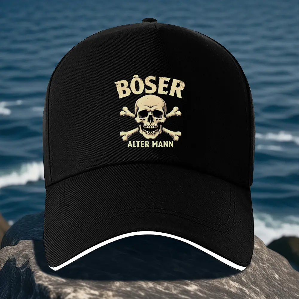 1 Piece BOSER Logo Pirate-Style Skull and Crossbones Hat - Bold Letter, Cool Graphic, Adjustable Expandable, Casual Style Design, Gold Lettering, Black Adjustable Strap, Lightweight Non-Elastic, Unisex, Outdoor Sports, Costume Accessory, Adjustable Expand