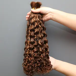 Color 4 30 Bulk Human Hair For Braiding Bulk Curly Human Hair Extensions For Boho Braids No Weft Bundles 16 18 20 Inch Curly Hair Weaves