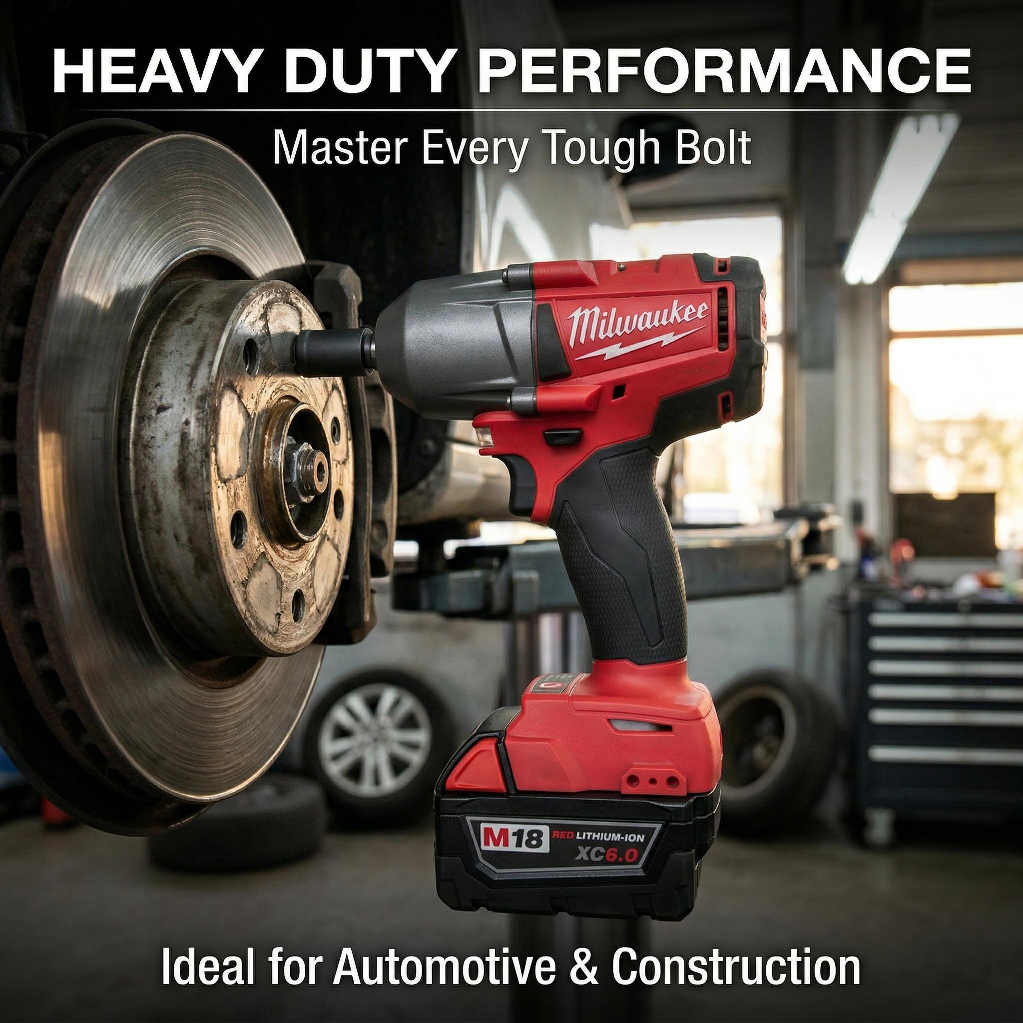 Milwaukee M18 FMTIWF12 18V 1/2 Inch Impact Wrench 900Nm for Heavy Duty Work tool kit set Cordless Drill Household Multi-Function Electrician machine power brushless automotive repair diy garage use great gift workshop