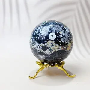 Black Pearl Jade Sphere Reiki Crystal Healing Enenrhy Gemstone Home Decoration Crafts