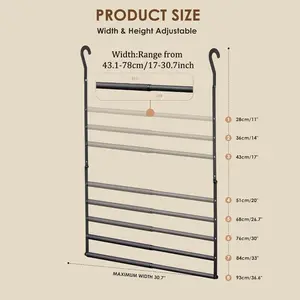 Adjustable Closet Rod with Hooks, Extendable Closet Pole for Balcony, High Load Capacity, Versatile Wardrobe Organizer