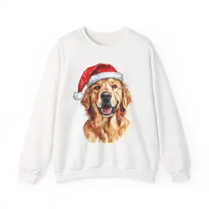 Golden Retriever in Santa Hat Sweatshirt | Christmas Dog Holiday Crewneck