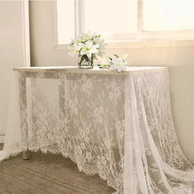 Rustic Wedding White Lace Tablecloth Vintage Embroidered Reception Table Cloth Decor Boho Party Valentine'S Day Tablecloth Magzasi