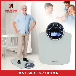 EILISON Highly Advance 2-in-1 Digital & Analog Weighing Scale for Body Weight-400lbs, 4 High Precison GX Sensor Accurate, Thick Tempered Glass, Extra Large Display