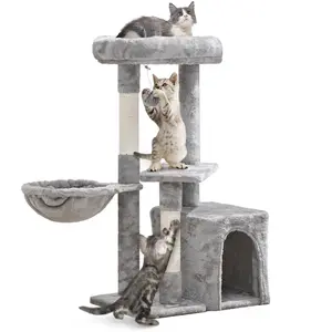 Yaheetech 34.5″ Cat Tree, Multi Level Cat Tower Cat Activity Center Scratching Post Indoor Furniture Cat Bed with Basket for Kittens