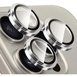 Camera Lens Protector for  15 Pro &  15 Pro Max, 9H Tempered Glass Camera Screen Cover,  Metal Individual Ring