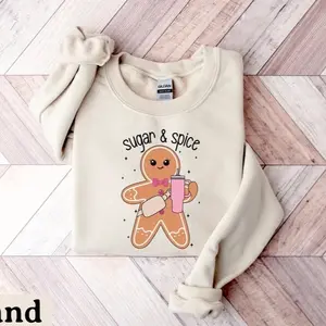 Sugar and Spice Christmas Sweatshirt, Gingerbread Girl Sweatshirt, Christmas Cookie Sweatshirt, Christmas Sweater