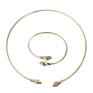 OIDEA Snake Necklace and Bracelet Set for Women - Adjustable Zircon Snake Choker Bangle Jewelry Set, Statement Costume Gift