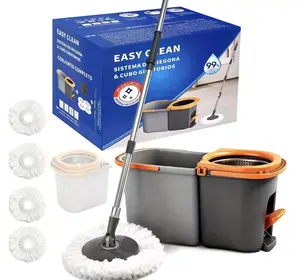 360° Spinning Mop Kit with 2 Microfiber Mop Heads, a Spinning Mop Bucket System