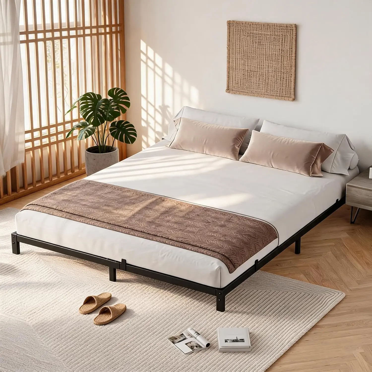 Garvee Full Size 8 Inch Low-Profile Metal Platform Bed Frame, No Headboard, No Box Spring Required – Heavy Duty Mattress Foundation, 800 lbs Weight Capacity, Easy Assembly, Quiet Construction, Black